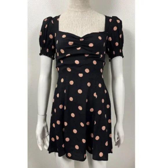 REFORMATION DREA RUCHED POLKA-DOT CREPE MINI DRESS - Picture 9 of 9